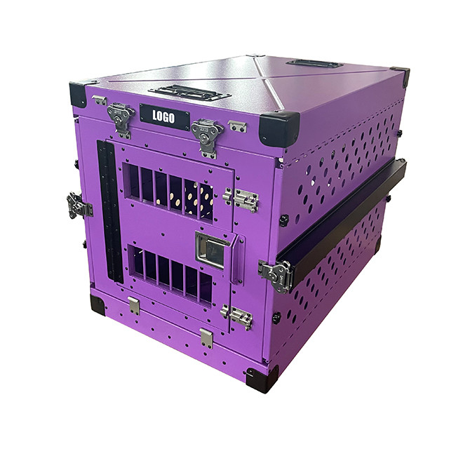 Colore porpora pieghevole di cane dell'animale domestico del metallo pieghevole di alluminio medio della scatola a 30 pollici
